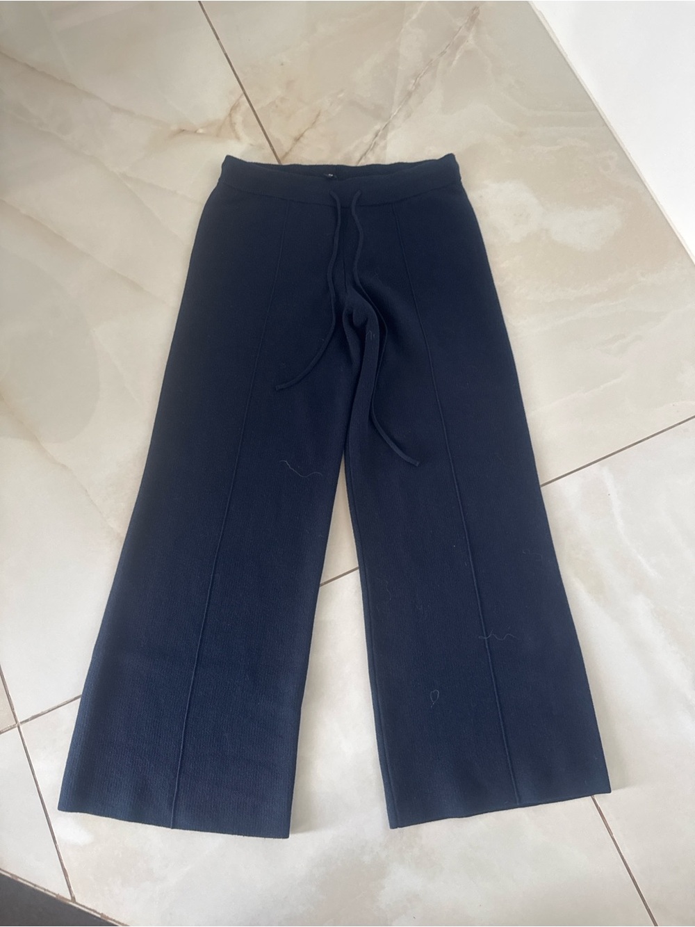 H&M Navy Wide-Leg Drawstring Trousers